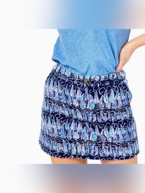 Lilly Pulitzer Colette Knit Skort Low Tide Navy Sails and Stripes size 6